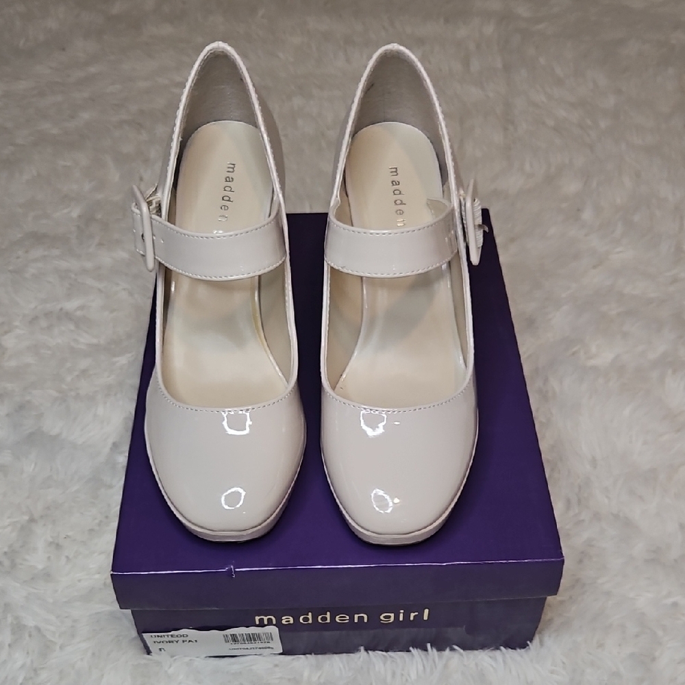 Madden Girl Women's Cream Mary Jane Heels